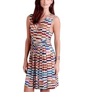 Maeve Anthropologie Rainbow Stripe Twist Keyhole Midi Dress XS